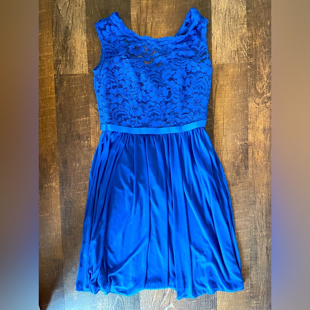 David’s bridal royal blue lace and chiffon Bridesmaid dress - Picture 1 of 7